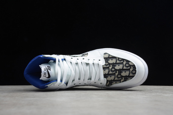 new arrive air jordan 1 high  white blue black   553668-100